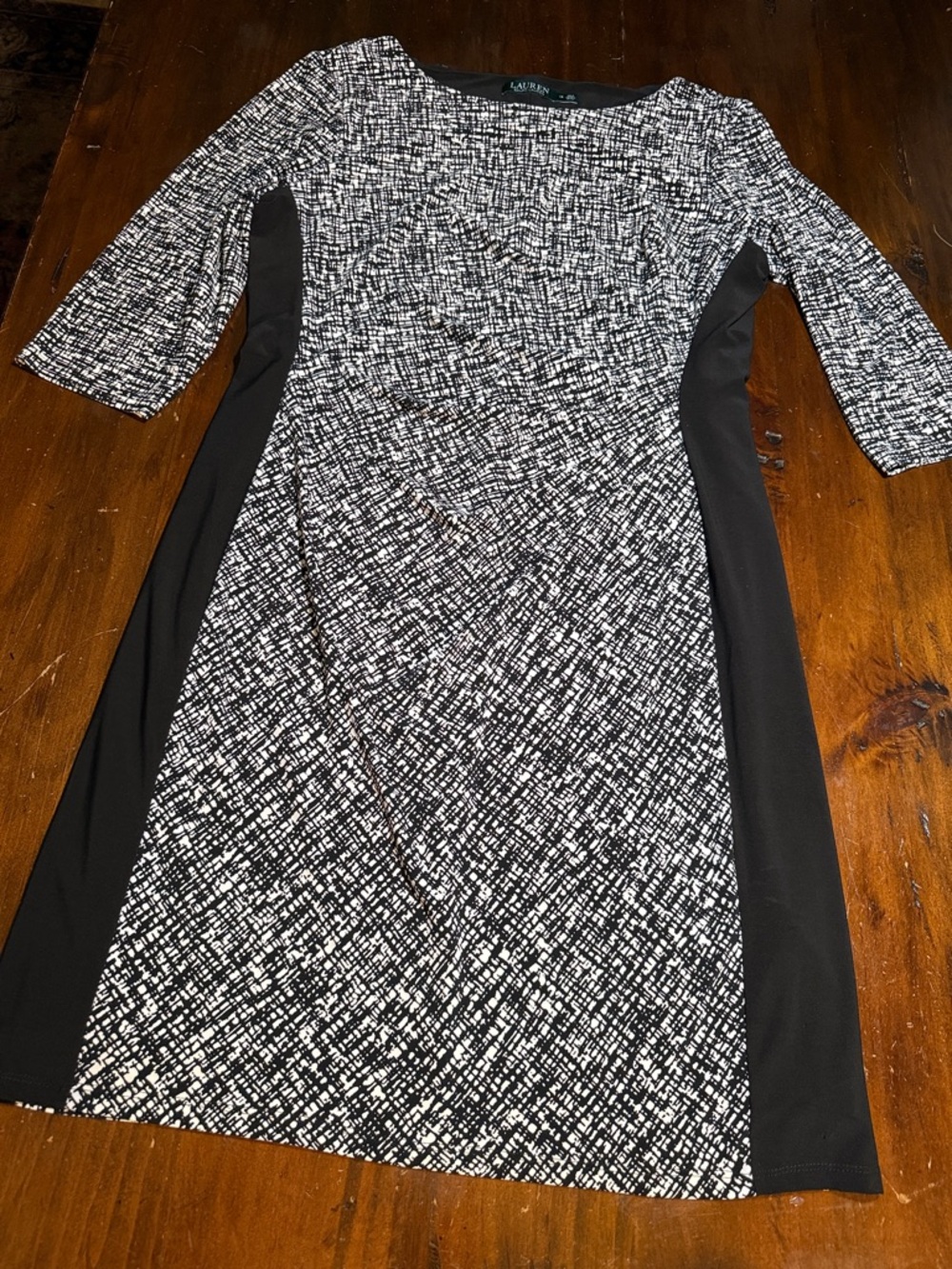 RALPH LAUREN BODYCON RUCHED 3/4 SLEEVE JERSEY STRETCH DRESS🖤
